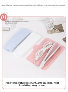 Detailed view of heat-resistant silicone mats for hair curlers in blue, white, and pink