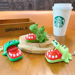 Crocodile Biting Finger Toy Keychain Plastic Funny Dinosaur Dentist Game Stress Relief Novelty Portable Pendant For Kids And Adults