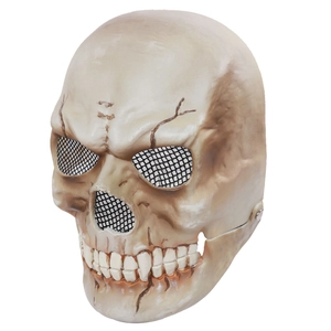 Halloween moving jaw skull mask with realistic bone texture and eye mesh protection