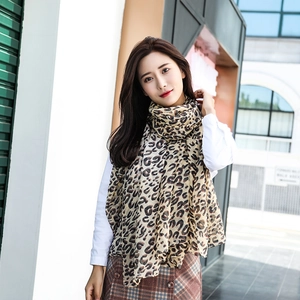 Lightweight leopard print large scarf for women in a stylish urban street style