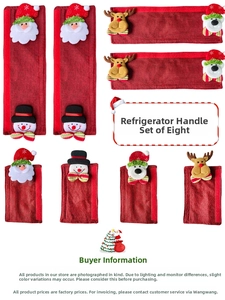Set da 8 coprimaniglie natalizi per frigorifero con motivi di Babbo Natale e renne