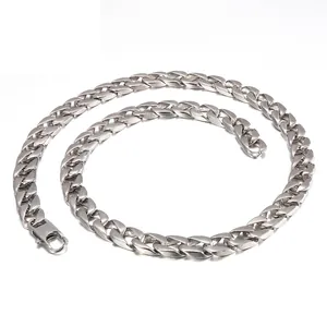 Men 316L Stainless Steel Curb Chain Necklace Polished Flat Cuban Link Hip Hop Rock Punk Minimalist Fashion Jewelry Gift