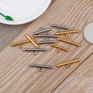 Mix of 13 gold and silver stainless steel OT toggle clasps for jewelry making