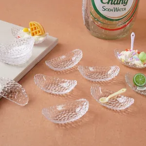 Miniature Transparent Plastic Banana Boat Bowl Dollhouse Accessories Textured Tiny Dish For DIY Crafts Photography Props