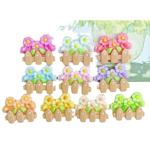 Colorful resin flower fence charms in 10 colors for DIY hair clips and phone case decor