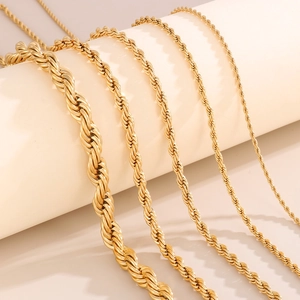 18K gold plated stainless steel twist chain necklaces in various thicknesses for women