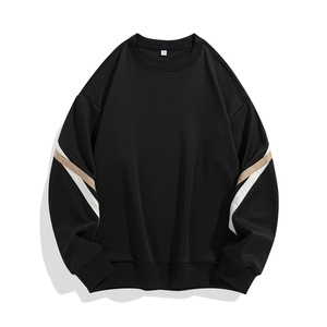 Sweatshirt Homme Col Rond Manches Color Block Polyester Coupe Ample Décontracté Épaules Tombantes Poignets Nervurés