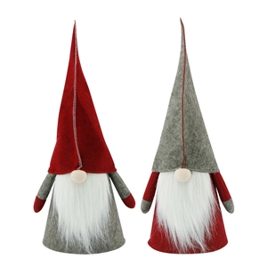 Lot de deux gnomes de Noël nordiques rouge et gris pour la décoration de fête hivernale