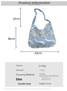 Guida alle taglie per borsa in tela a fiori con larghezza 43cm e altezza 36cm
