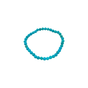 Minimalist faux turquoise beaded elastic bracelet with polished teal round stones