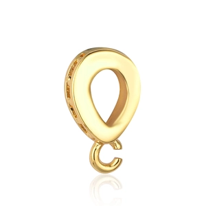 Detailed view of water drop gold-plated jewelry pendant clasp with polished finish