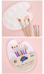 Set di 6 pennelli artistici con tavolozza bianca per acquerello e pittura acrilica