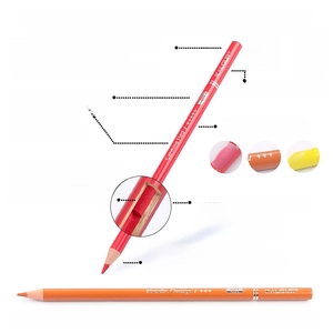Detail diagram showing premium 3.3mm soft core and basswood texture of colored pencils