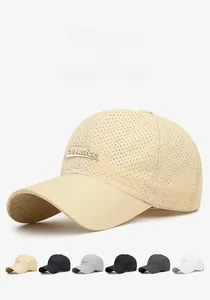 Detail view of the breathable mesh texture and 3D embroidery on this quick-dry baseball cap