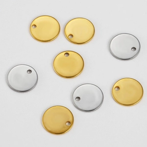 Polished Stainless Steel Round Blank Pendants Charms Gold And Silver Plated DIY Jewelry Making Findings Tags