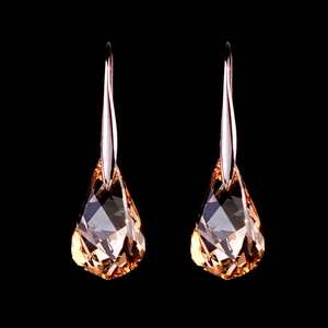 Teardrop Crystal Earrings With 925 Sterling Silver Earring Post Elegant Faceted Champagne Aurora Colorful Alloy For Women
