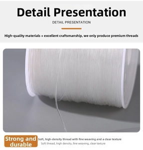 Detail shot of 100m clear elastic beading cord wound on a spool for DIY jewelry making