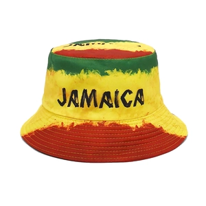 Jamaika Fischerhut Polyester Digitaldruck Grün Gelb Rot Sonnenschutz Hip-Hop Streetwear Festival Für Damen Herren