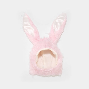 Chapeau de lapin rose en peluche avec de longues oreilles et doublure en satin doux