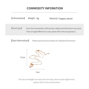 Detailed size specifications for 18k gold plated heart pendant necklace with zircon