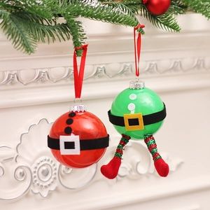 Christmas Ball Ornaments Plastic And Fabric Santa And Elf Designs Hanging Holiday Tree Decorations Home Party Decor