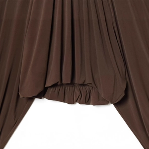 Deep coffee brown blouse with pleated texture and lantern sleeves in a loose fit design