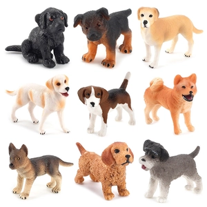 Set of 9 realistic miniature dog figurines including Labrador and Golden Retriever