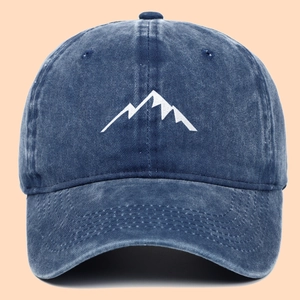 Washed Cotton Baseball Cap Mountain Embroidery Vintage Adjustable Casual Outdoor Sunshade Hat For Men Women