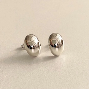 Orecchini a perno ovali minimalisti in argento sterling 925 con finitura lucida