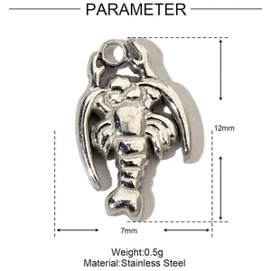 Detailed size parameters of the heart-shaped stainless steel pendant with dimensions