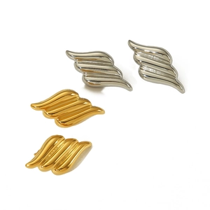 Streamline wing shaped 18k gold and silver stainless steel earrings for women