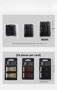 Detail of black, gold, and brown hair clips in 24-piece card and bulk bag packaging