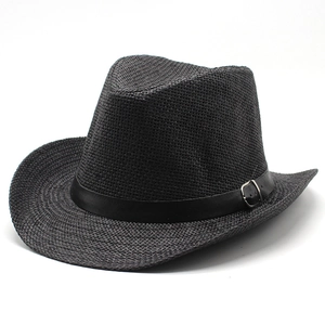 Summer Straw Braided Cowboy Hat Western Wide Brim Sun Protection Breathable Fedora With Leather Band Metal Buckle Unisex