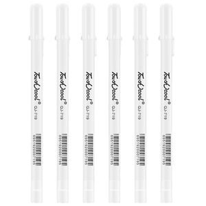 Set of 6 professional white highlight markers for sketching and artistic drawing