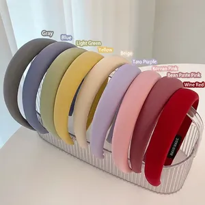 Morandi colors sponge headband set featuring handmade matte satin wide hair bands