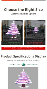 Detailed pink Christmas tree window decal with Merry Christmas text for glass decor