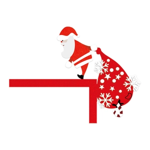 Christmas Santa door corner decoration PVC adhesive sticker with gift bag for home decor