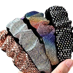Padded rhinestone knotted headbands for women featuring full crystal embellishments