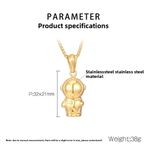 Detailed parameter guide for the gold astronaut pendant with exact product dimensions