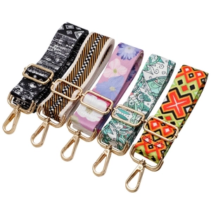 Wide Bag Strap Replacement Adjustable Polyester Fabric Ethnic Geometric Floral Pattern For Shoulder Crossbody Handbags