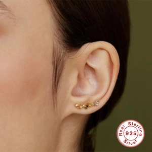 Elegant 925 sterling silver ear climber earrings with colorful gemstones for women