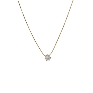 Minimalist gold 6-prong solitaire pendant necklace with round brilliant-cut cubic zirconia