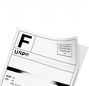 Waterproof and oil-resistant thermal label showing clear USPS shipping details