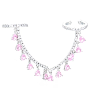 Orecchini vintage in argento con pietre rosa a goccia e zirconi cubici micropavé