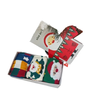 Lot de 3 paires de chaussettes de Noël en coton avec motifs Père Noël et sapins