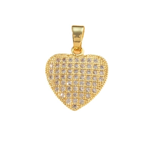 Luxurious gold heart pendant with cubic zirconia inlay and bail for DIY jewelry making