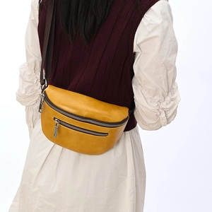 Women PU Leather Chest Bag Multi Zipper Waterproof Waist Pack Adjustable Strap Casual Sling Crossbody Bag Ins Style