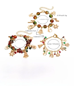 Detailed size and weight specs for Christmas charm bracelets with alloy pendants