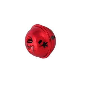 Red metal star bell ornament for Christmas DIY crafts and pet collars on white background