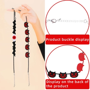 Halloween Choker Necklace Felt Bat Spider Pumpkin Pattern Adjustable Alloy Chain Festive Party Costume Jewelry For Women Kids